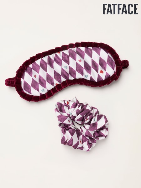 Purple - Fatface Printed Eye Mask And Scrunchie Set