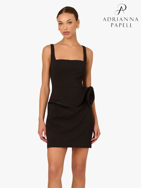 Adrianna Papell Black Stretch Crepe Mini Dress (G88310) | €264