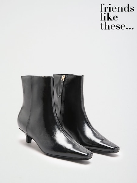 Černý - Friends Like These Kitten Heel Chisel Toe Ankle Boots