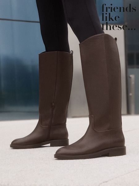 Chocolate Brown - Friends Like These Faux Leather Knee High Riding Boots