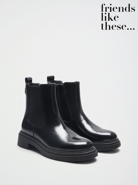 Černý - Friends Like These Faux Leather Clean Chelsea Boots