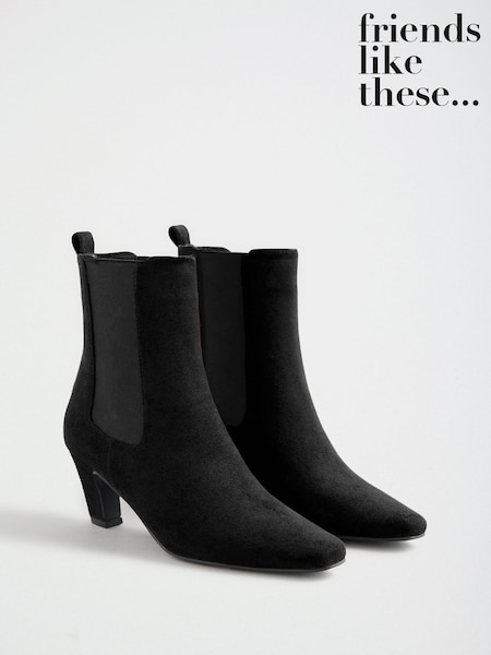 Noir - Friends Like These Bottes à la cheville à talons mi-hauts en faux daim à bout ciselé