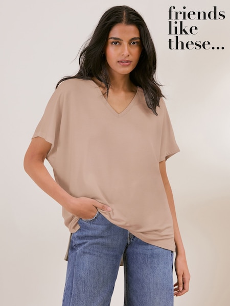 Taupe - Friends Like These Short Sleeve Tunic