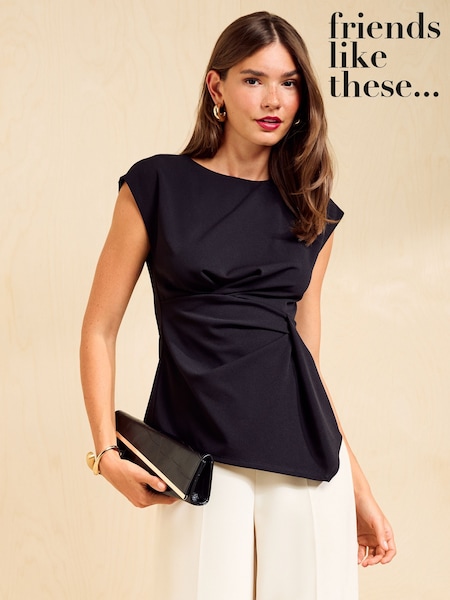Black - Friends Like These Tuck Detail Top