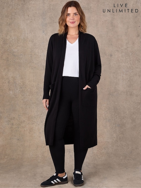 Live Unlimited Black Longline Knitted Cardigan (G88601) | SGD 172