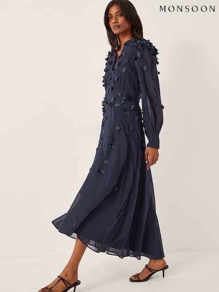 Monsoon Gwen Appliqué Long Sleeve Midi Dress (G88735) | ‏935 ر.ق.