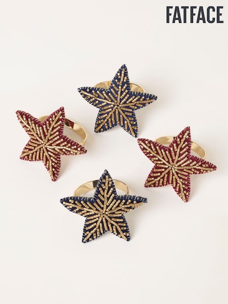 Fatface 4 Pack Beaded Star Napkin Rings