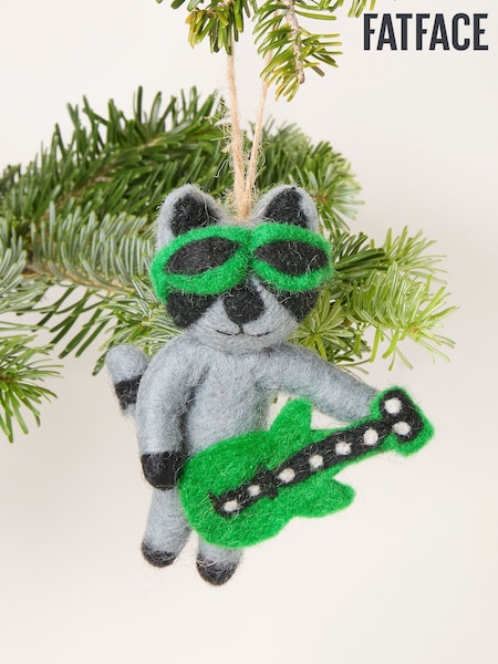 Fatface Rocking Racoon Wool Felt Christmas Decoration