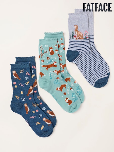 Multi - Fatface Woodland Socks In A Gift Box