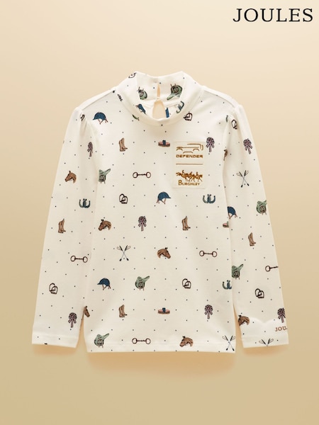 שמנת - Joules Official Burghley Kids Mock Neck Top