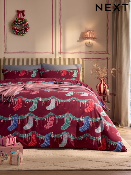 Christmas Reversible Duvet Cover And Pillowcase Set