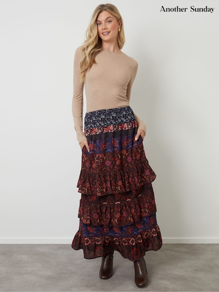 Another Sunday Floral Tiered Maxi Skirt (G89079) | ‏197 ر.ق.