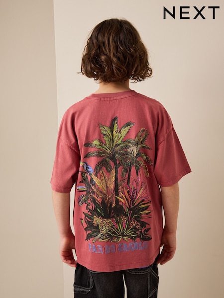 Berry Red - Washed Graphic T-shirt (3-16yrs)