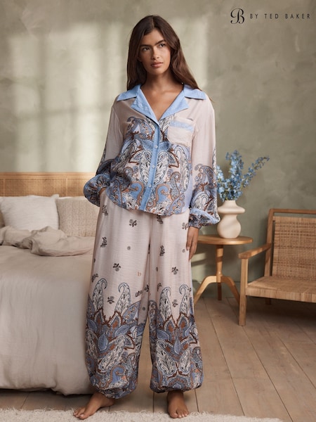 Blue Paisley - B By Ted Baker Blue Paisley Balloon Trouser Button Through Pyjamas