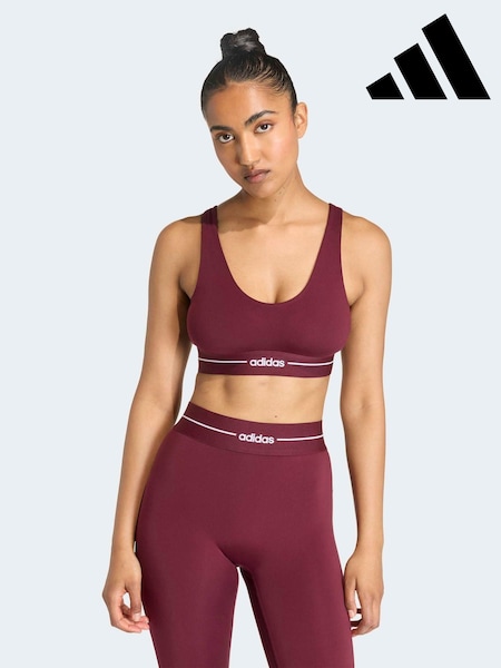 adidas Maroon Red Hyperglam Low Support Bra (G89777) | AED163