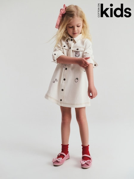 Cotton On White Hello Kitty Sasha Long Sleeve Denim Shirt Dress (G89788) | OMR23