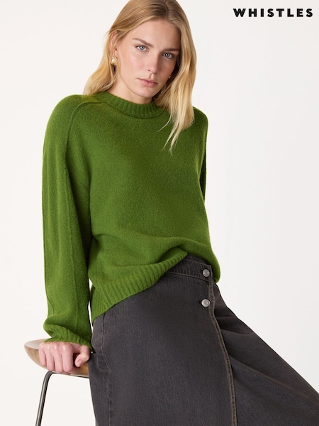 Whistles Green Wool Mix Seam Detail Knit (G89802) | kr1 555