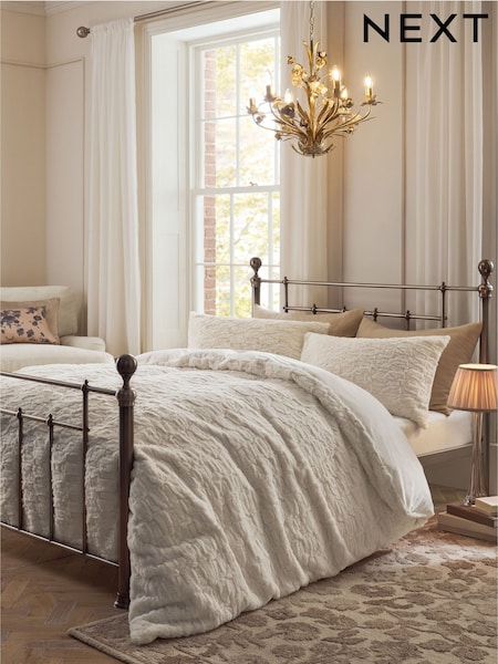 Faux Fur Texture Bedding Duvet Cover And Pillowcase Set