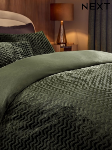 Stripe Textured Fleece Bedding Duvet Cover And Pillowcase Set