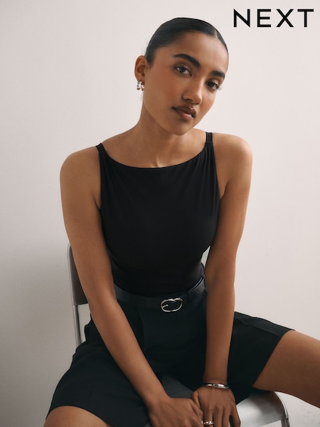 Sort - Skjult Support Båd Neck Vest BH Top