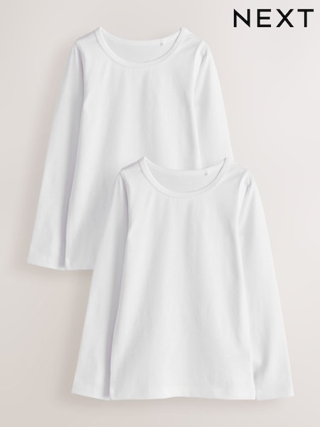 White - Long Sleeve Vests 2 Pack (1.5-16yrs)