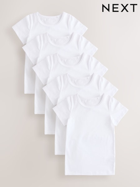 Blanco - Pack de 5 camisetas interiores de manga corta (1,5 - 16 años)