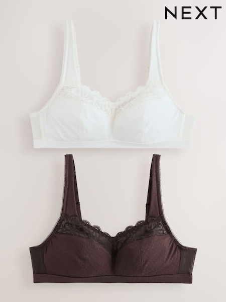 Brown/Cream - Total Support Modal & Lace B-h Bras 2 Pack