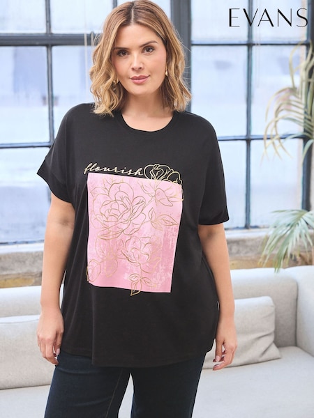 Evans Black Short Sleeve Modal Rich T-Shirt (G90080) | $55