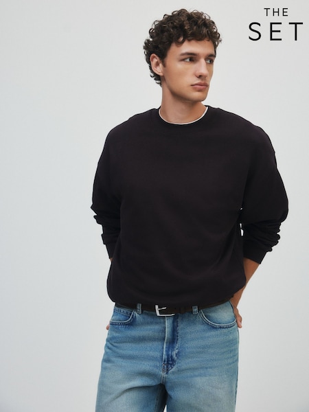 Black/Brown - Regular The Set 3 Pack Loopback Crew Neck Sweatshirts