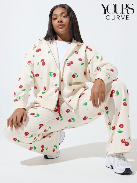 Yours Curve Natural Limited Cherry Zip-Through Hoodie (G90236) | 207 SAR