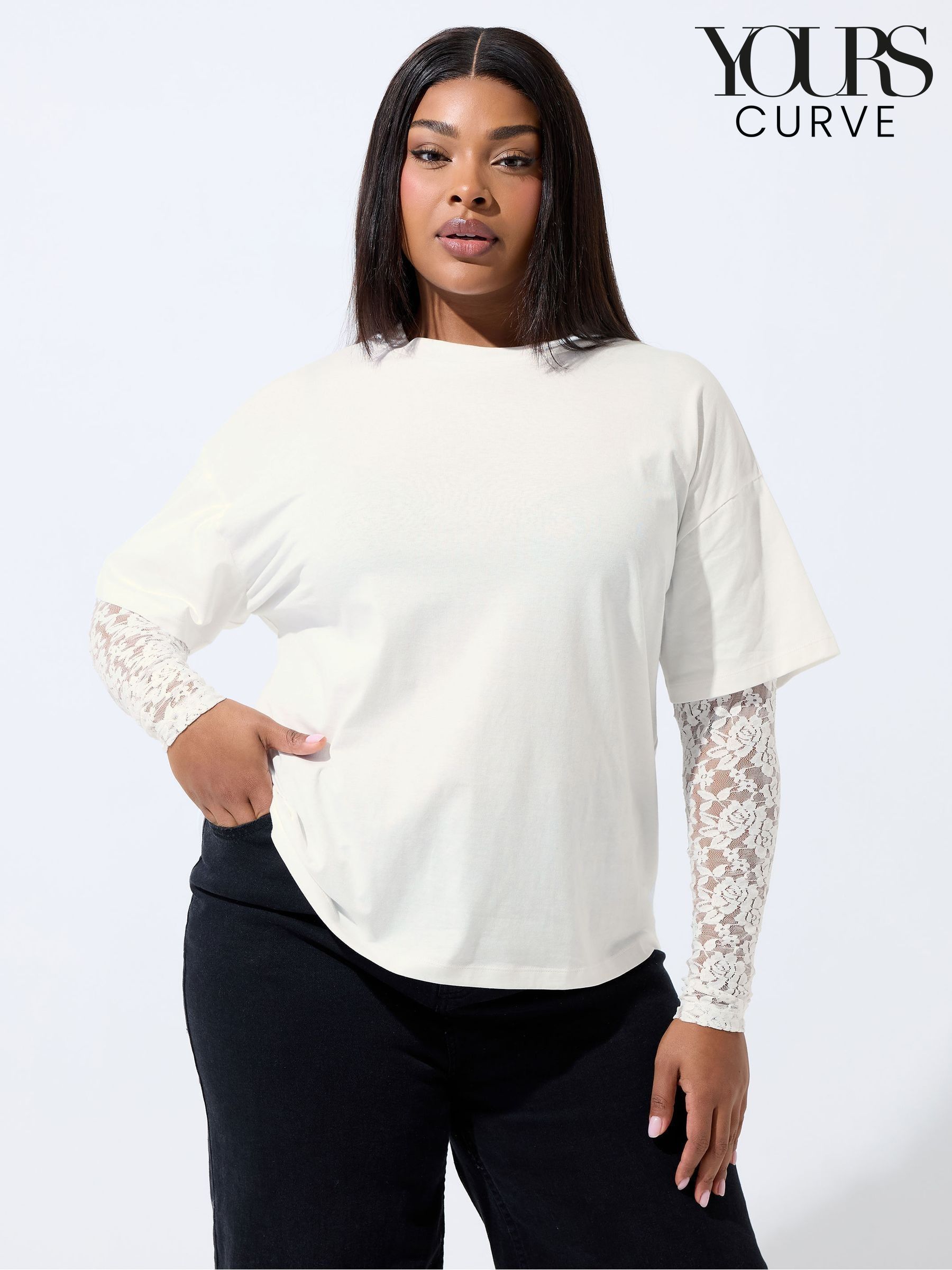 Women's T-Shirts White Lace Cotton Tops | Next Oman