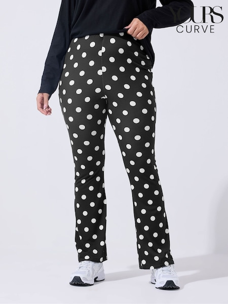 Yours Curve Black Limited Polka Dot Flared Trousers (G90280) | €41