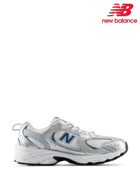 Silver - New Balance 530 Bungee Lace Junior Trainers