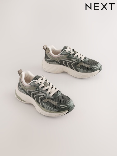 Verde kaki - Pantofi sport cu șireturi elastice