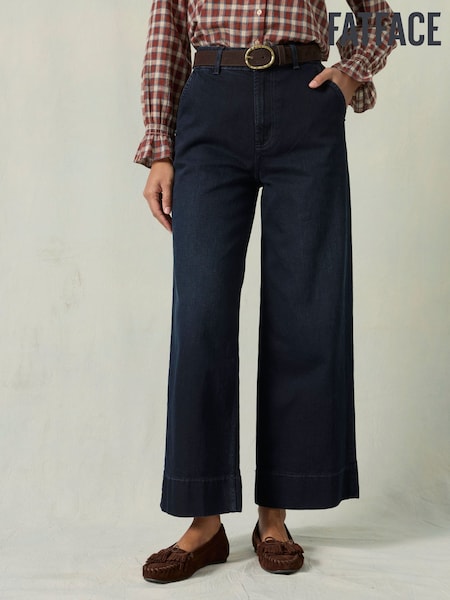 Dark Teal Blue - Fatface Wide Leg Jeans