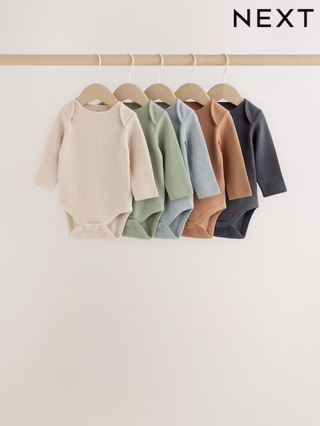 Neutral - Long Sleeve Bodysuits 5 Pack