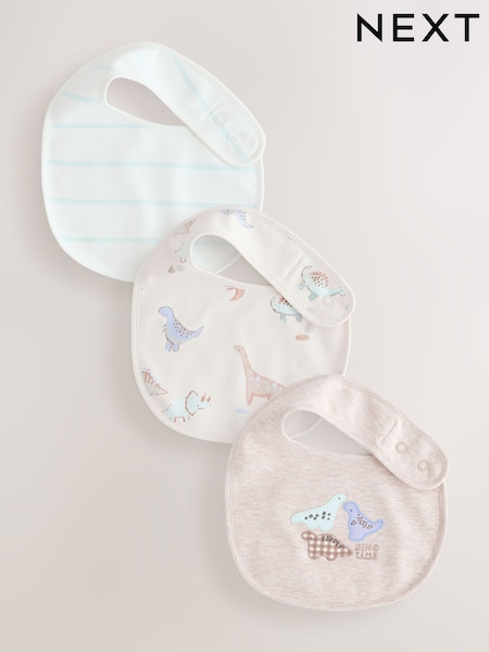 Бежевый с динозавром - Baby BIBS 3 Pack