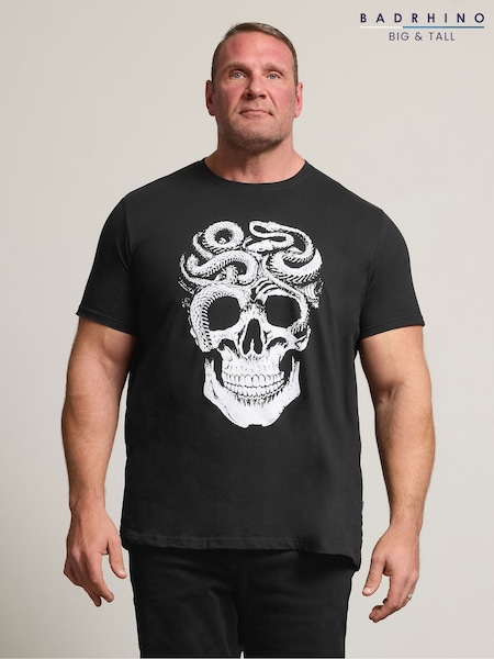 BadRhino Big & Tall Black Skull Snake T-Shirt (G90742) | ¥ 4,060