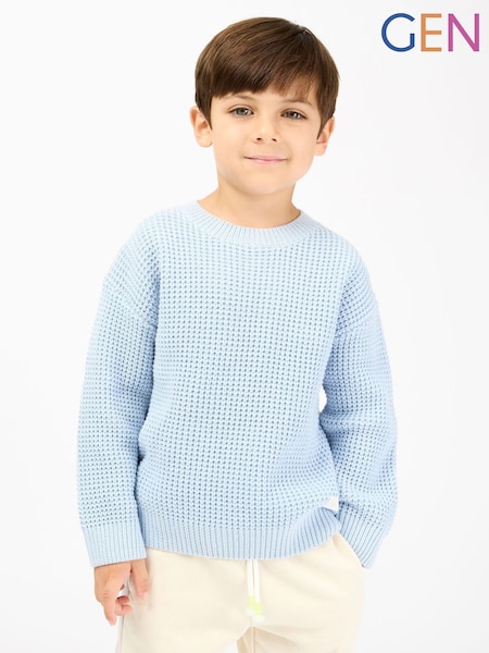Albastru - GEN Slouchy Crew Neck Jumper (G91032) | 209 LEI