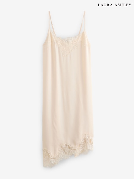 Кремовий - Laura Ashley Satin Lace Slip Nightie