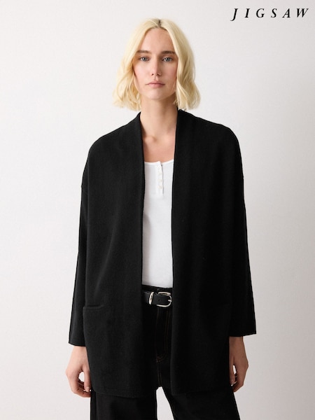 Jigsaw Black Wool Blend Relaxed Cardigan (G91113) | AED844