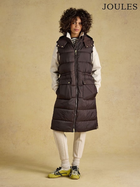 Chocolate Brown - Windermere Showerproof Longline Padded Gilet