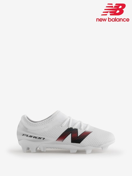 White - New Balance Furon Team Jnr Fg V9 Football Boots