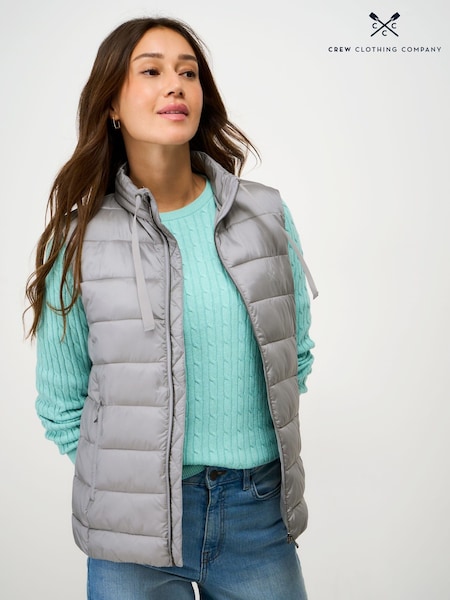 Crew Clothing Company Grey Metallic Padded Gilet (G91495) | AED437