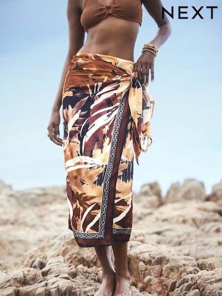Multi Abstract - Tie Waisted Print Sarong Skirt