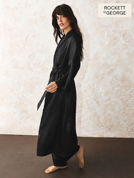 Black Animal Print - Rockett St George Jacquard Satin Robe
