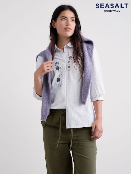 Seasalt Cornwall Purple Hope Cottage Embroidered Blouse (G91545) | AED349