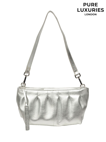 Pure Luxuries London Silver 'Marcelline' Leather Evening and Clutch Bag (G91570) | ‏203 ر.ق.