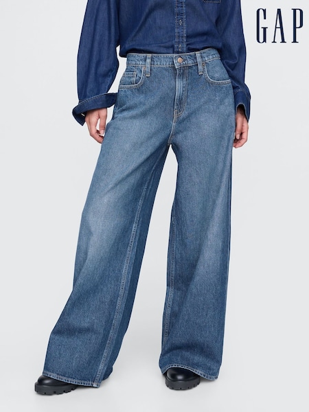 Medium Wash - Gap Mid Rise Extra Baggy Jeans