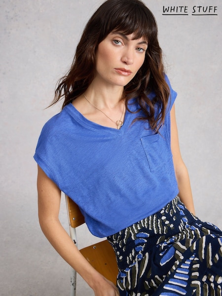 White Stuff Blue Iris Linen T-Shirt (G92424) | €52
